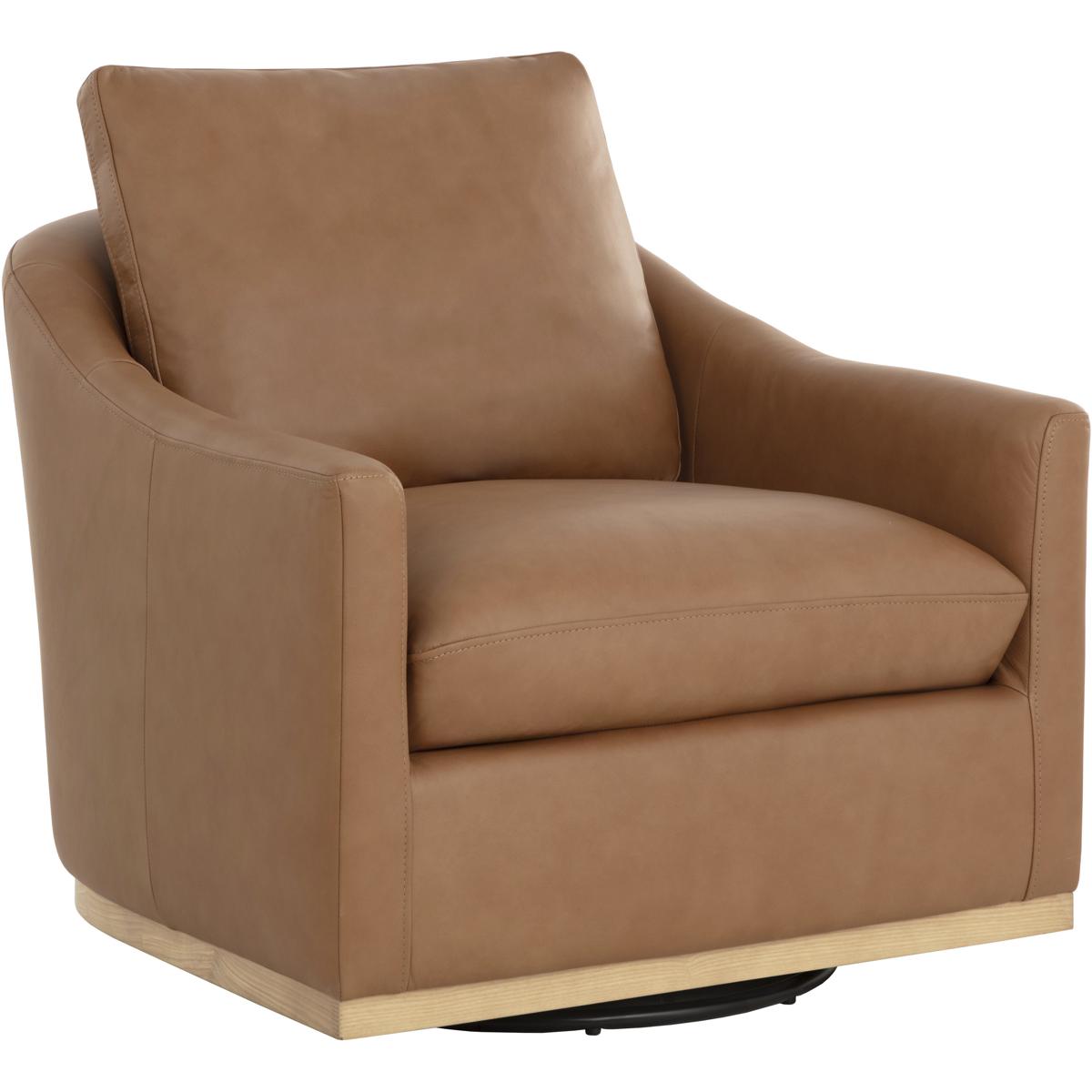 SUNPAN 112093V Corbin Aline Butternut Leather Swivel Lounge Chair
